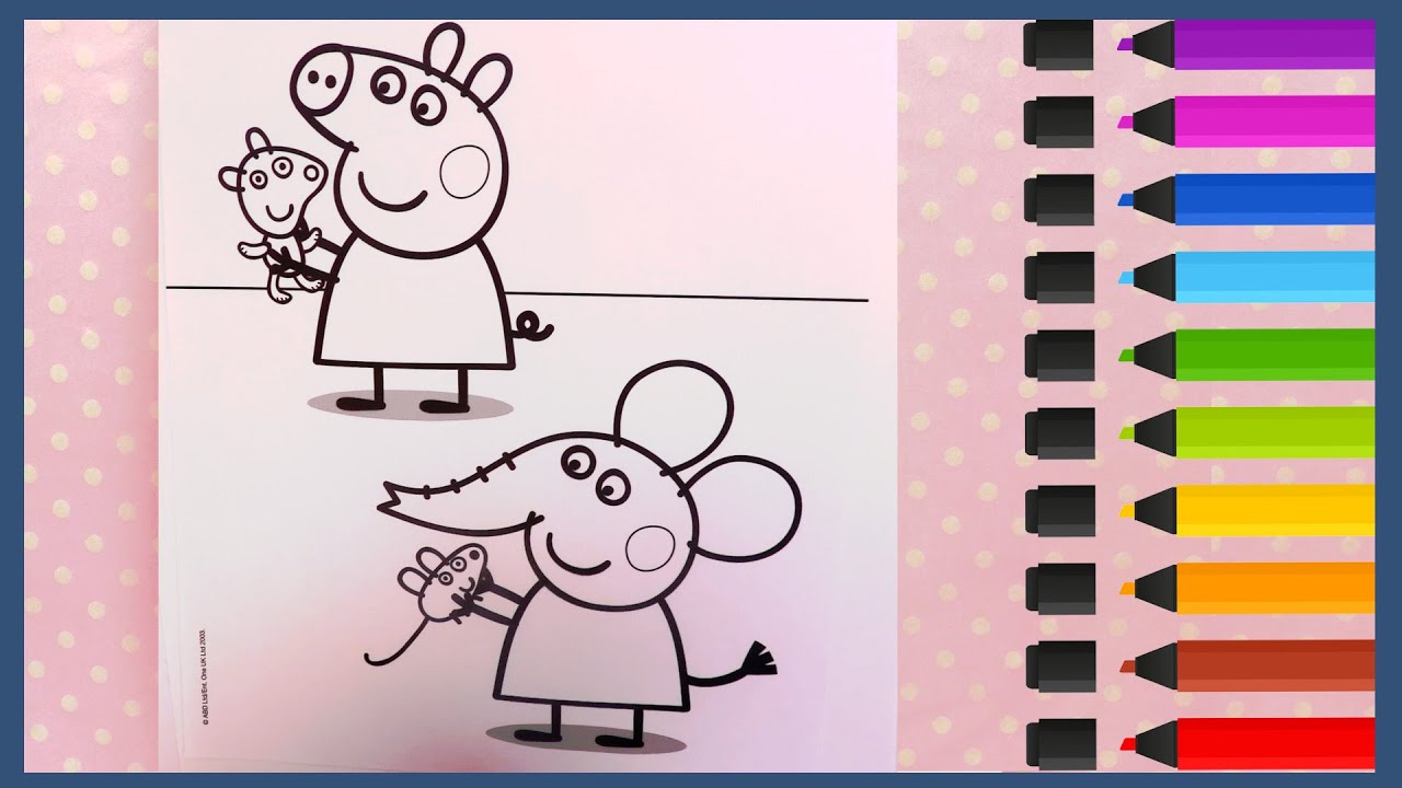 Peppa Pig et Emily Eléphant | Coloriage et Autocollants