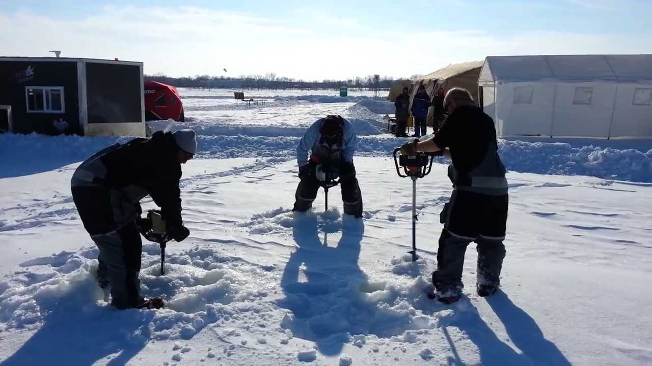 Holes for Heroes 2014 how to drill ice fishing holes YouTube