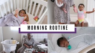 SOLO MOMMY MORNING ROUTINE with 2 UNDER 2 | NEWBORN \& TODDLER | Work From Home Mom | TheFortitudeFix