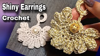 How To Crochet This Shiny Flower Earrings? Crochet Earrings Tutorial For All Skill Levels