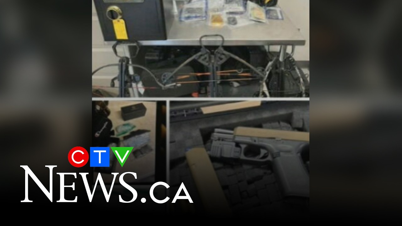 Cache of drugs and guns seized during arrest of Ont. man - YouTube