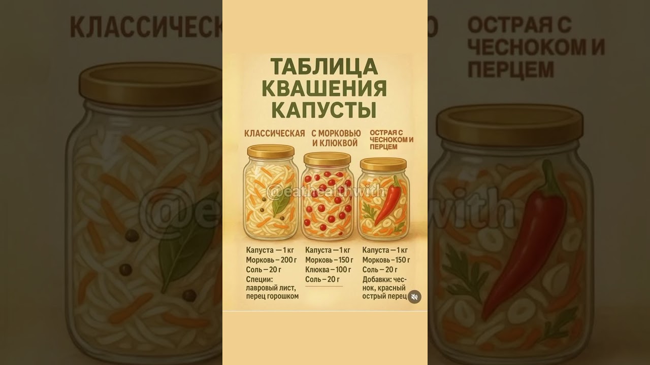ТАБЛИЦА КВАШЕНИЯ КАПУСТЫ #рецепты #еда #кулинария