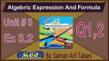 IX Unit 3 ex 3.2 Algebraic Expression and formula class 9 | nine Exercise 3.2 Question 1,2