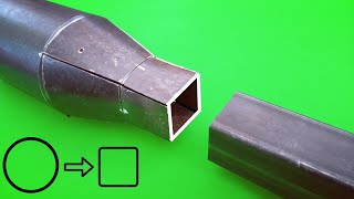 How to connect round pipe to square profile different size! Secret Pipe cutting tricks.