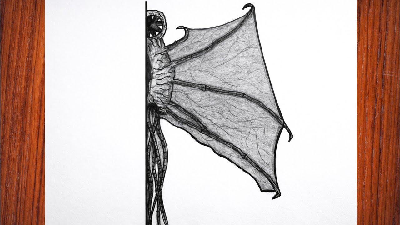 "Stranger Things Demobat Drawing/Step By step Pencil Sketch/Demobat Monster Art/Long Drawing Video "