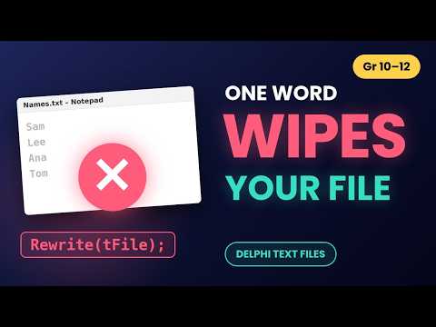Delphi Text Files: Read, Write & Append (Don’t Wipe Your File!) (Gr10–12)