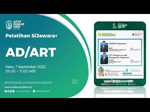 PELATIHAN SIJAWARA+ | AD/ART KOPERASI OLEH HERU OKTAVIANTO | UPTKUKMJATIM