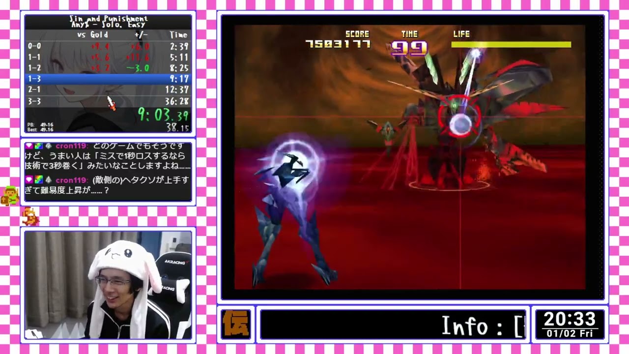 Sin and Punishment Any% Easy solo x1   36m 08s