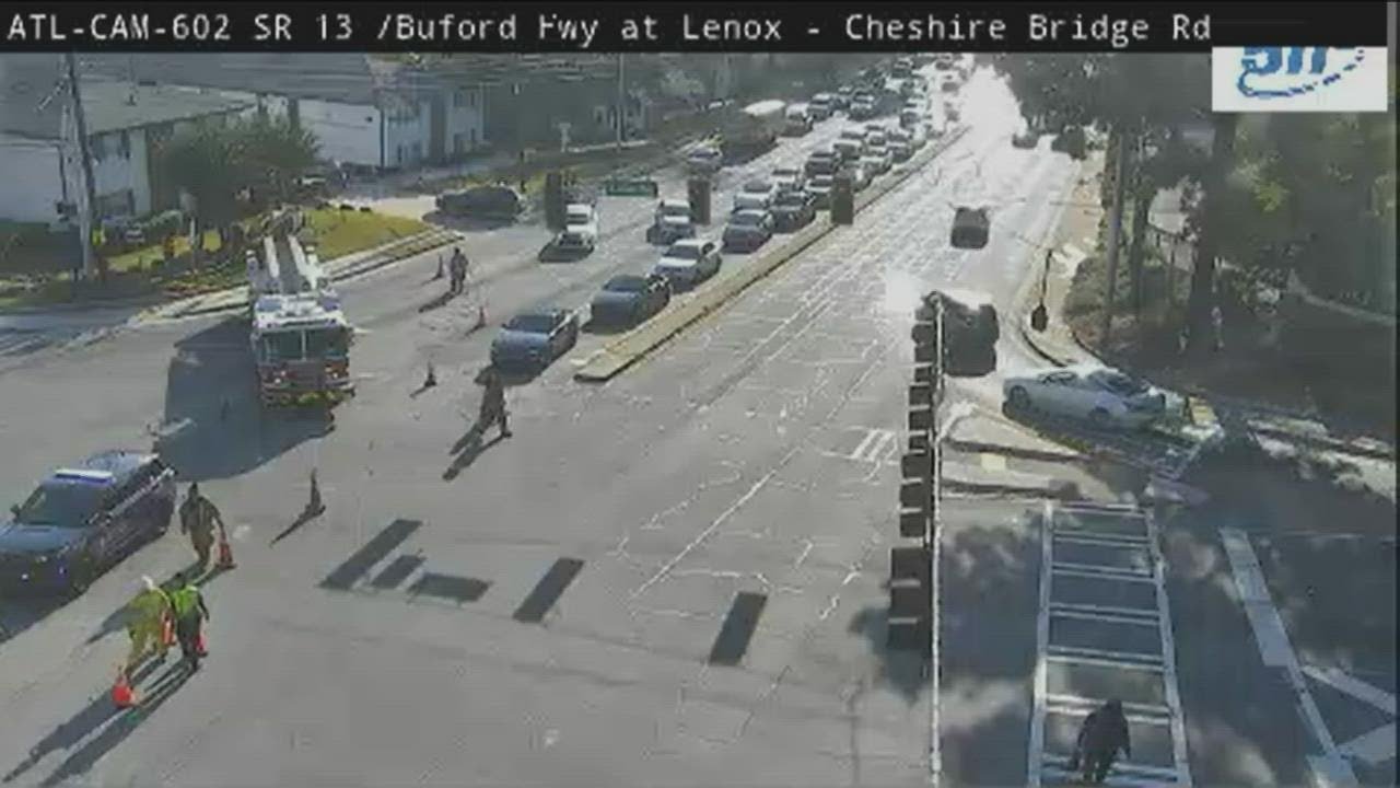 Section of Lenox Road closed due to gas leak, fire officials say - YouTube