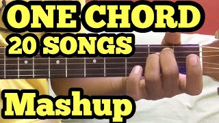 1 Chord 20 Guitar songs MASHUP Lesson | Bollywood Hindi Songs | One chord | 1 Chord Songs On Guitar chords