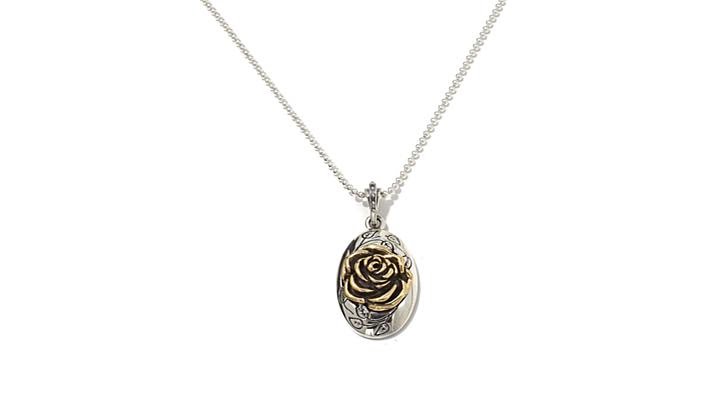 King Baby Jewelry Sterling Silver 2Tone Rose Pendant