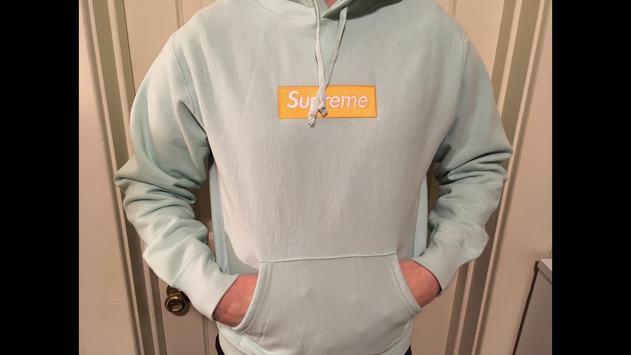 2017aw supreme box logo pullover iceblue