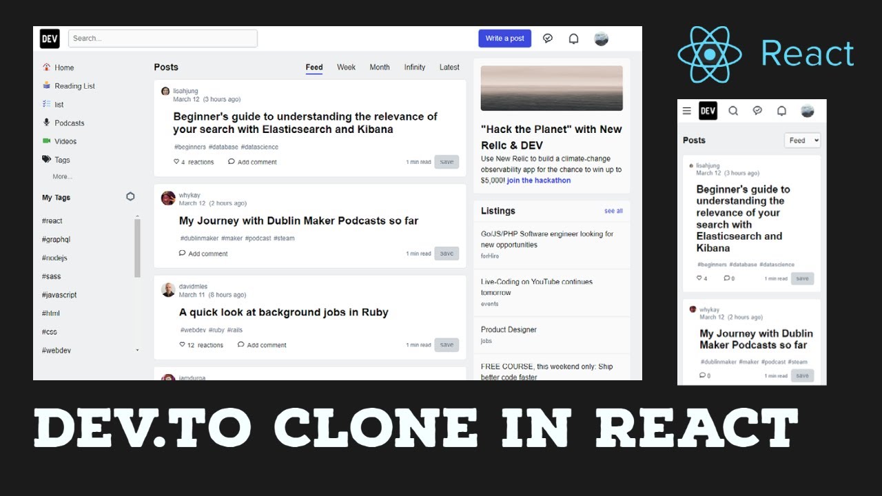 Build Dev.to Clone in React JS | Part 4 (Right Sidebar) - YouTube