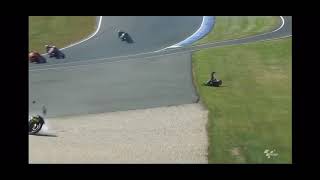 Johann zarco crashes at 300km/hr after contact with motogp world
champion marq marquez phillip island australia 2018