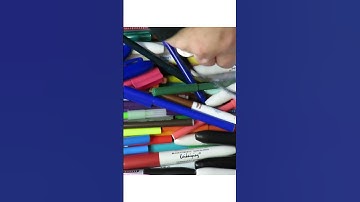 ASMR sorting pens into plastic pencil case #shorts #asmr #oddlysatisfying #asmrtingles #viral #pen