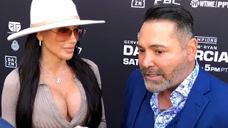 OSCAR DE LA HOYA’S WIFE INTERRUPTS INTERVIEW & LOOKS STUNNING!!