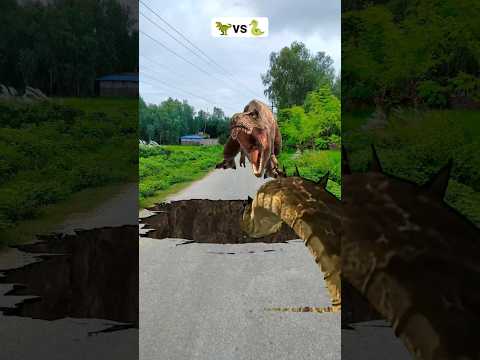 Python Snake Vs T-Rex Dinosaur Fight in VFX Video #short #dinosaur #python #snake #ytshorts #shorts