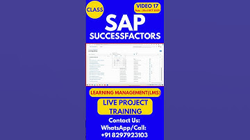 SAP SuccessFactors LMS Training Online Tutorial Class 17 23rd OCT 2025 #sapsuccessfactorstraining