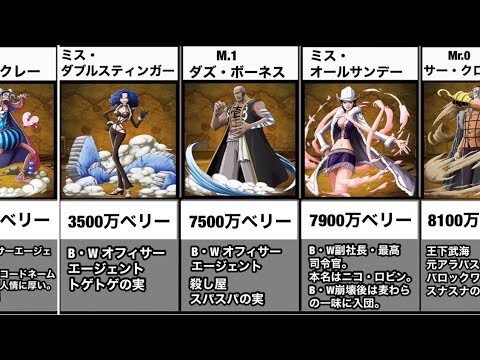 Onepiece バロックワークスの懸賞金 本名まとめ 22年最新版 Youtube