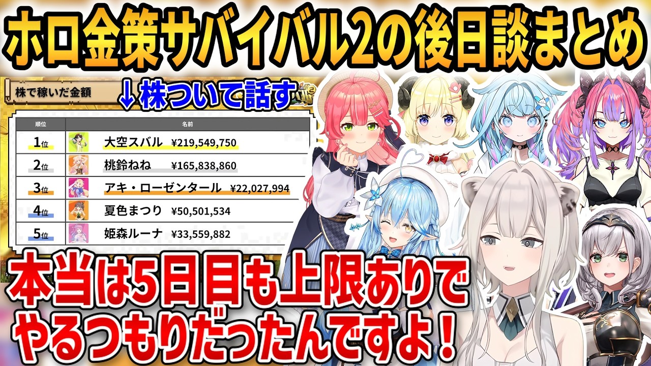 【#ホロ金策サバイバル2】ホロ金策サバイバル2の後日談まとめ！【水宮枢/綺々羅々ヴィヴィ/白銀ノエル/さくらみこ/角巻わため/雪花ラミィ/獅白ぼたん】 #ホロライブ切り抜き #FLOWGLOW