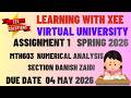 MTH603 Numerical Analysis Assignment 1 Danish Zaidi Spring 2026  Virtual University of Pakistan
