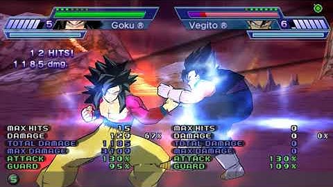 Dragon Ball Z Shin Budokai Another Road - SSJ4 Goku Combo (PSP)