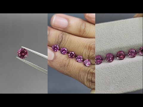 Сет из граната родолита в огранке круг 2,66 карат, Мадагаскар  Видео  № 1