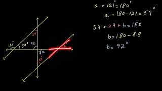 Worked example Triangle angles intersecting lines  | Plane Geom |  Post Sec Math  | KA Urdu