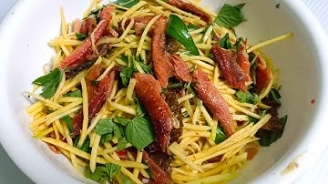 GỎI XOÀI - Cách làm Gỏi Xoài Khô Cá Lóc chuẩn ngon miền tây - Tú Lê Miền Tây