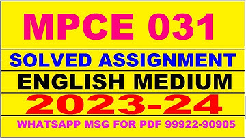 mpce 031 solved assignment 2023-24 | mpce 31 solved assignment in english 2024 | mpce 31 2024