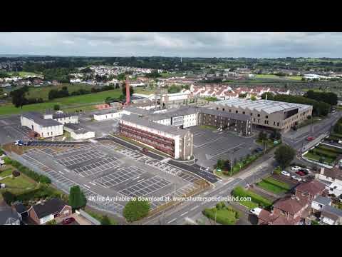 Aerial video of Braid Valley Hospital and Ballymena Health Centre Town Northern Ireland 2