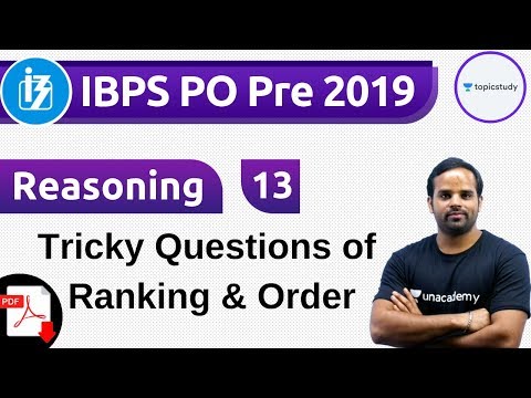 9:00 AM - IBPS PO Pre 2019 | Reasoning By Sachin Sir | Tricky Questions Of Ranking U0026 Order