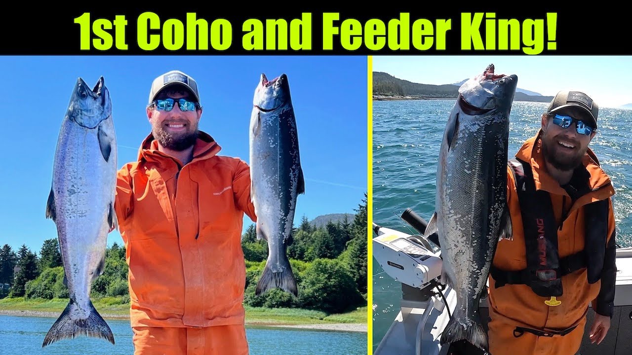1st Coho and a Feeder King! Alaskan Coho and King Salmon Fishing
