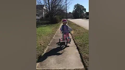 Maddie rides her Tricycle to the Tiny Library