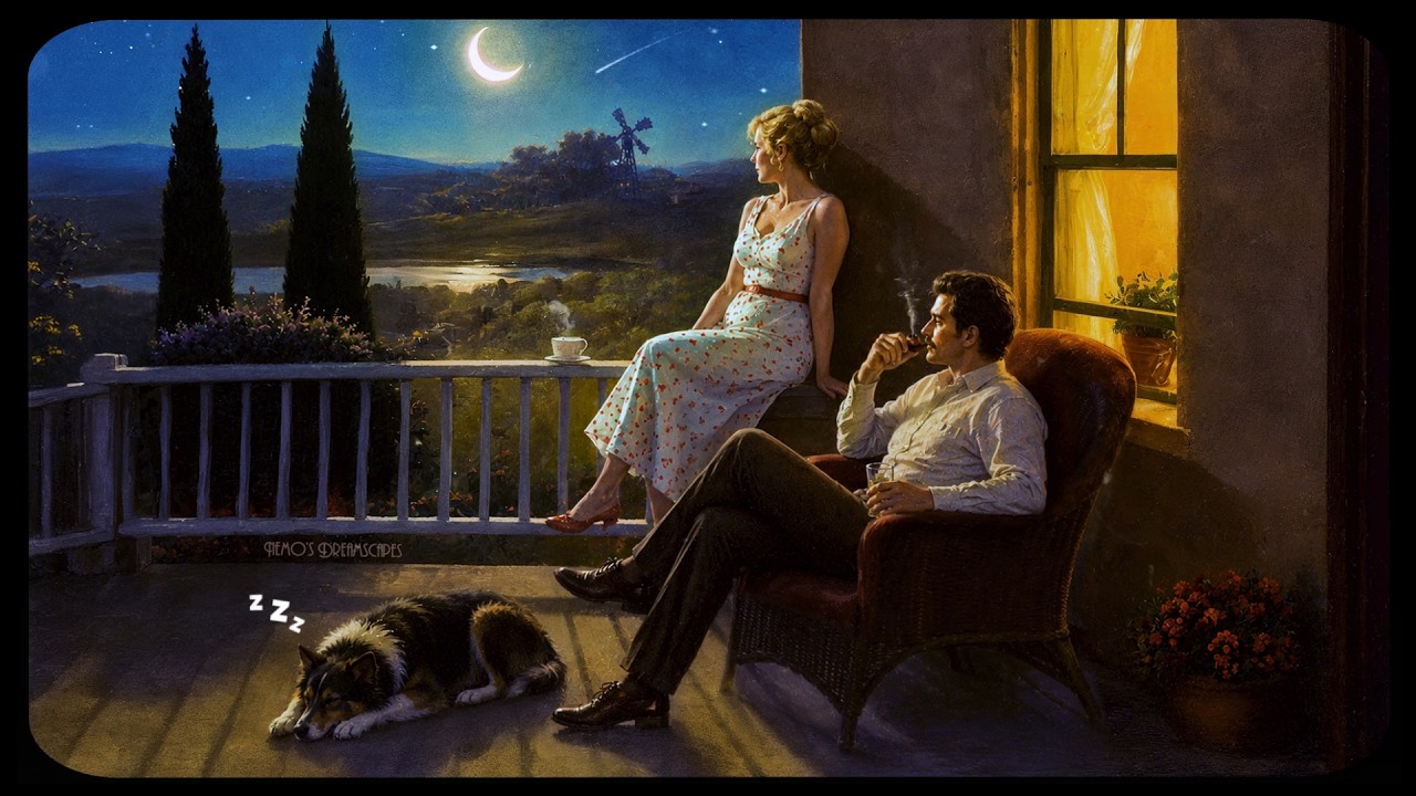 1940's summer evening on a porch 🌙 | oldies playing in another