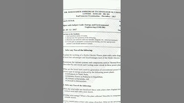 Exam questions paper | Energy and Environment Engineering question paper | dbatu university #dbatu