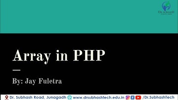 #diploma #computer #PHP #DWPD : Array in PHP | Lecture 8 | in Gujarati | By Jay Fuletra