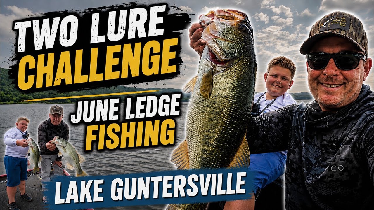 June Bass Fishing on Legendary Lake Guntersville, Ledge Fishing, Two Lure Challenge
