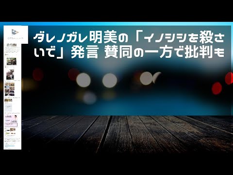 【緊急ニュース】 - 2019年12月13日 ダレノガレ明美の「イノシシを殺さないで」発言 賛同の一方で批判も