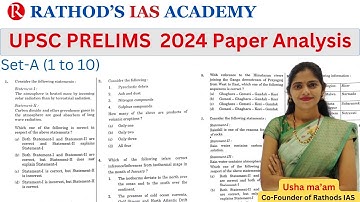 Prelims Question paper Analysis ,Set-A(1 - 10) / #UPSC #Prelims2024Analysis