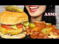 ASMR HOMEMADE BURGER + CHILLI CHEESE FRIES (EATING SOUNDS, NO TALKING) - EM ASMR