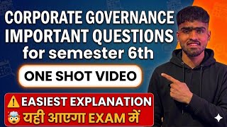 Corporate Governance One shot | Important Questions | BCOM PROG | BCOM HONS | SOL REGULAR NCWEB