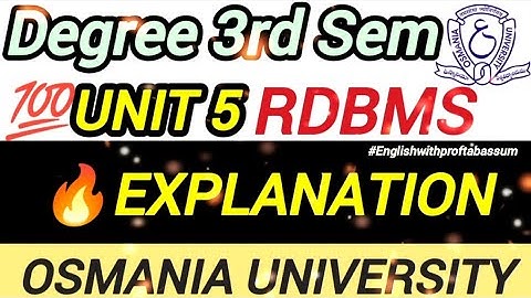 🔥RDBMS Unit-5 Full Explanation 💯| Degree 3rd Semester 📚| Important Questions🎯 #3rdSem