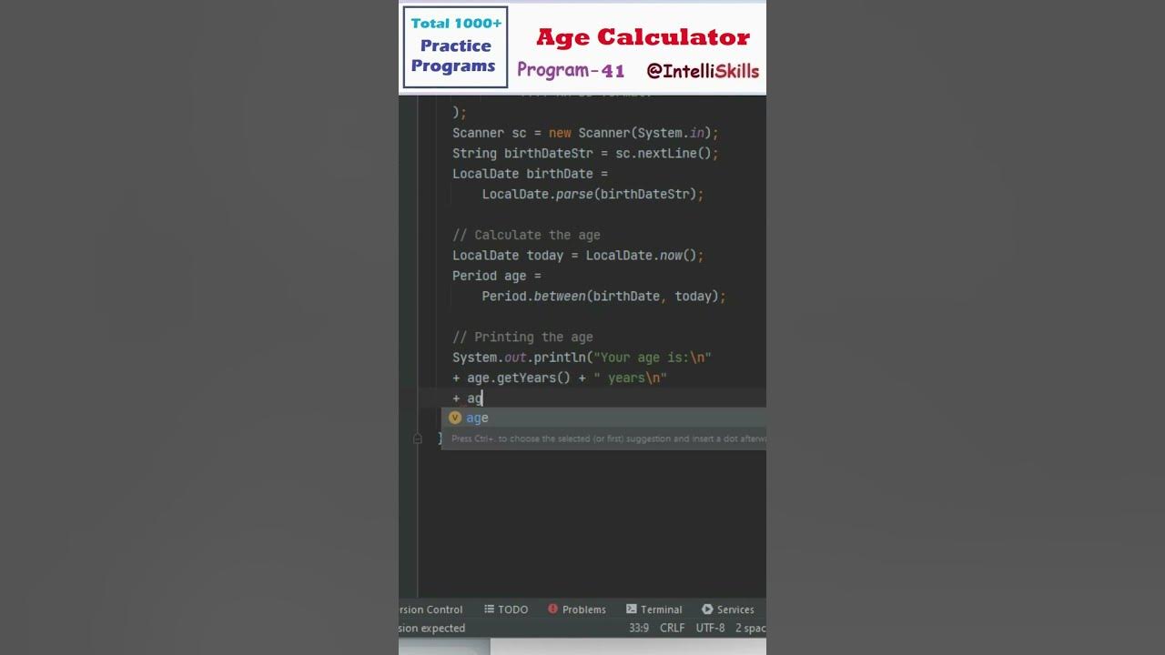 Age Calculator Program in Java #Shorts #java #coding #programming # ...