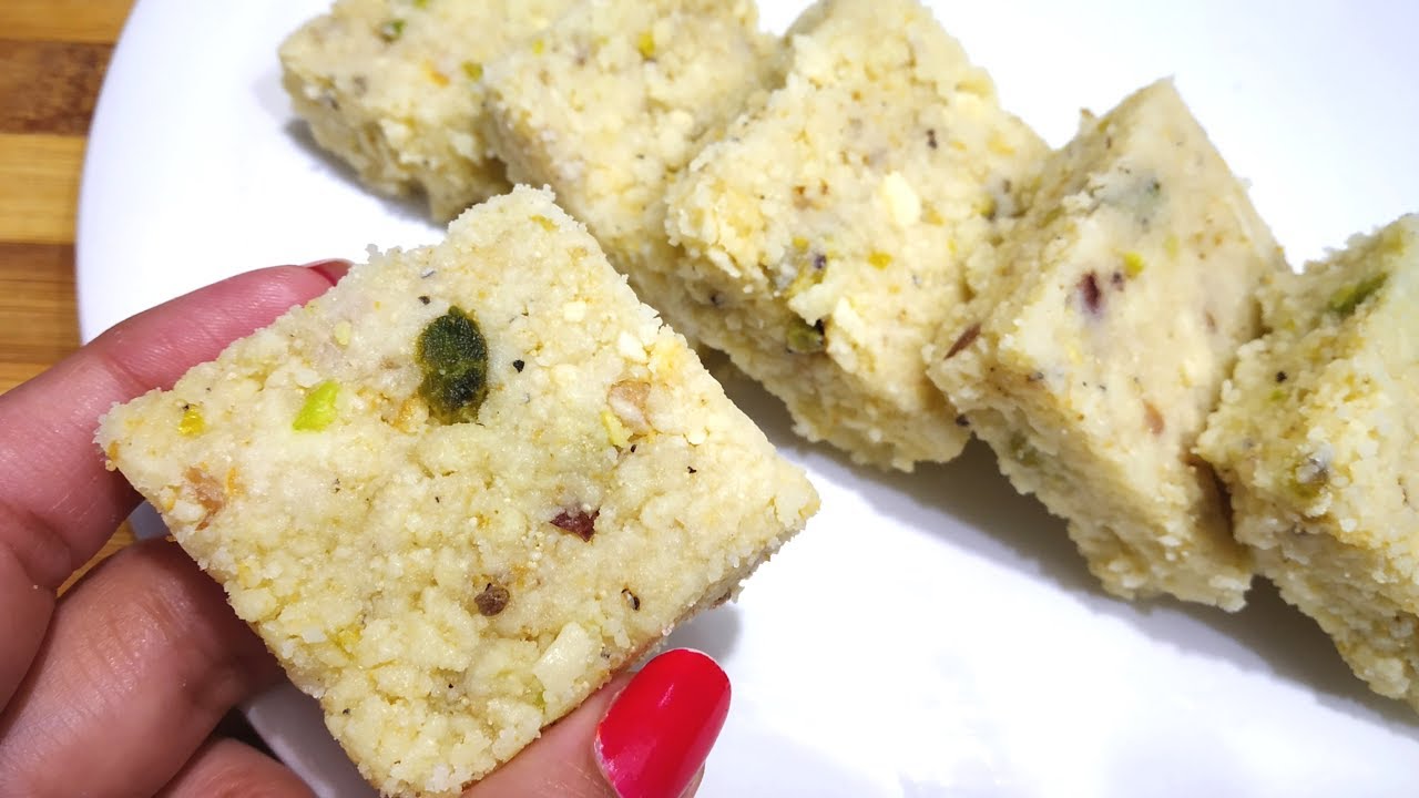 दानेदार मिल्क पाऊडर बर्फी बनाईये सिर्फ 5 मिनिट में |Delicious Sweet, Milk Powder Dry Fruits Barfi - YouTube