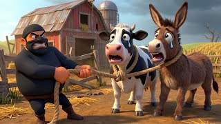 Thief in Old MacDonald's Farm | The Lost Donkey & Cow Story | 3D Animation 🫏🐄