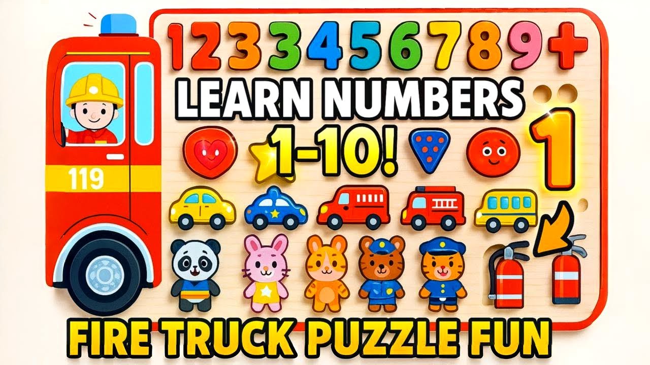 Fire Truck Puzzle for Toddlers | Learn Shapes, Numbers, and Counting 1 ...