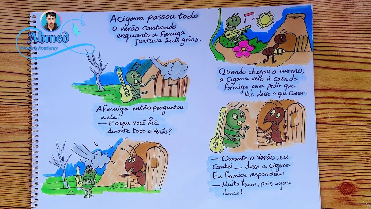 رسم قصة النملة والصرصور ||3|| comment dessiner la cigale et la fourmi