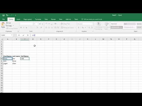 String Concatenation using Excel
