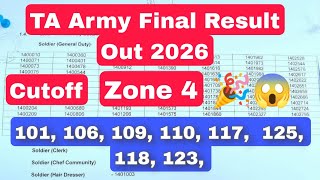 TA Army Final Result Out 2026 Zone 4 101, 106, 109, 110, 117,  125, 118, 123,